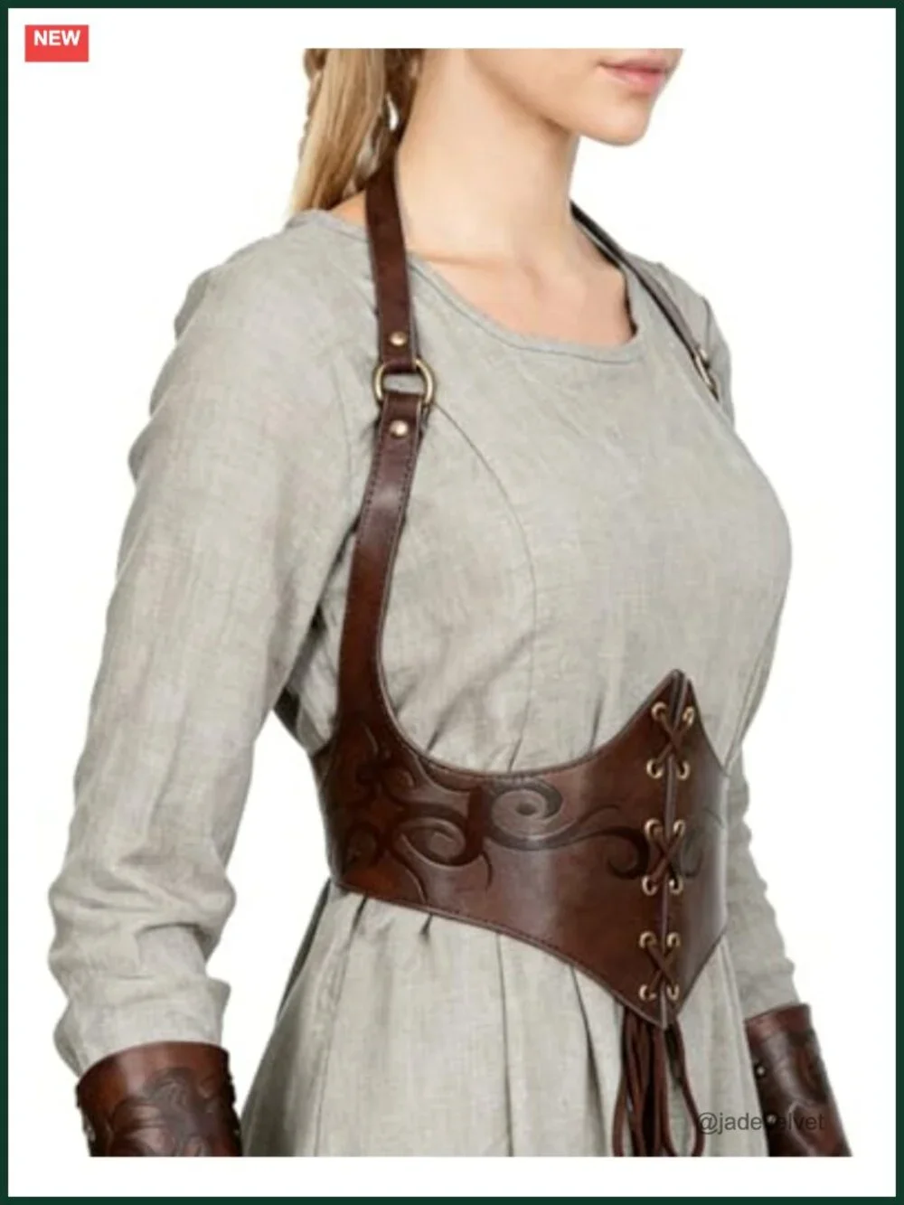 Faux Leather Corset Belt Renaissance Waist Cinch Medieval Viking Accessory